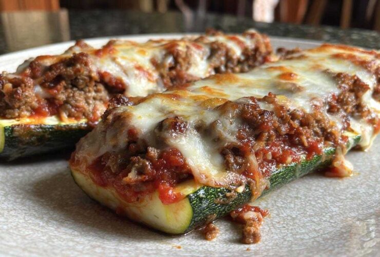 Cheesy Lasagna Stuffed Zucchini Boats