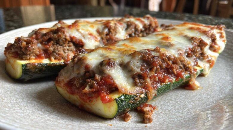 Cheesy Lasagna Stuffed Zucchini Boats