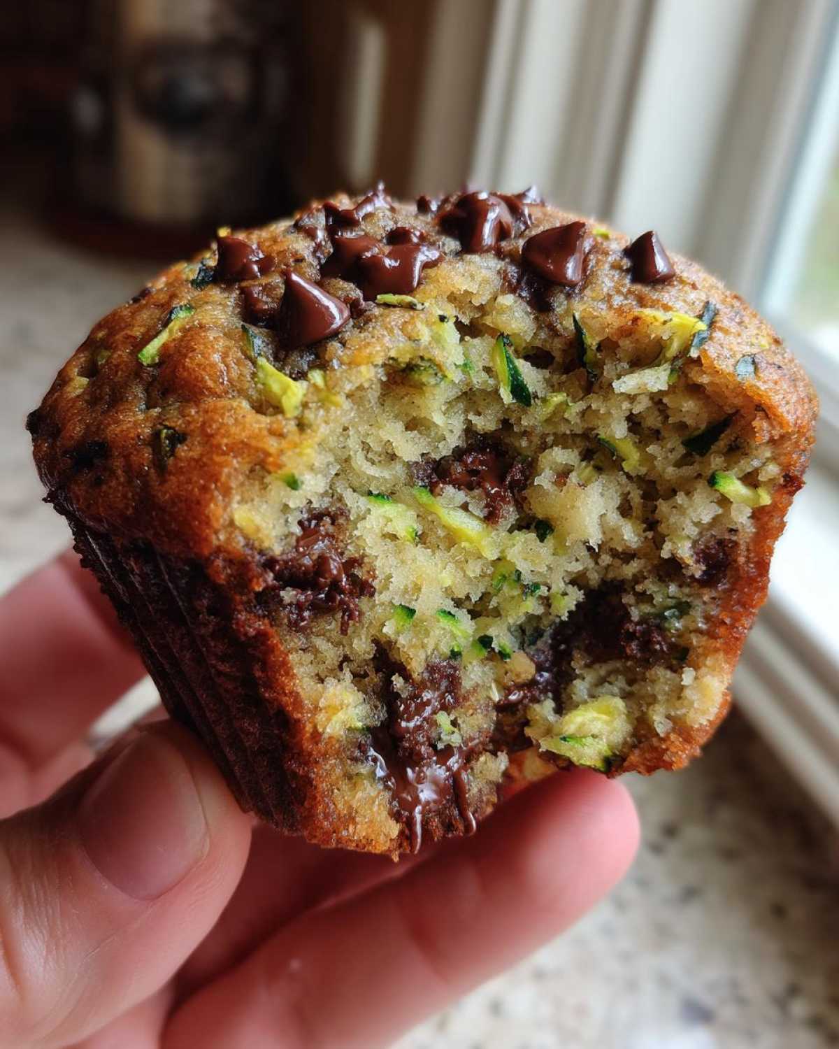 Chocolate chip zucchini muffins - detail 2