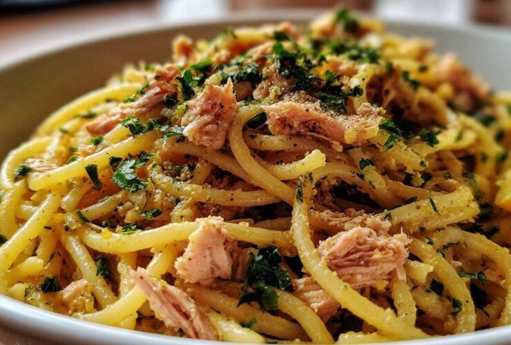 Lemon garlic tuna pasta
