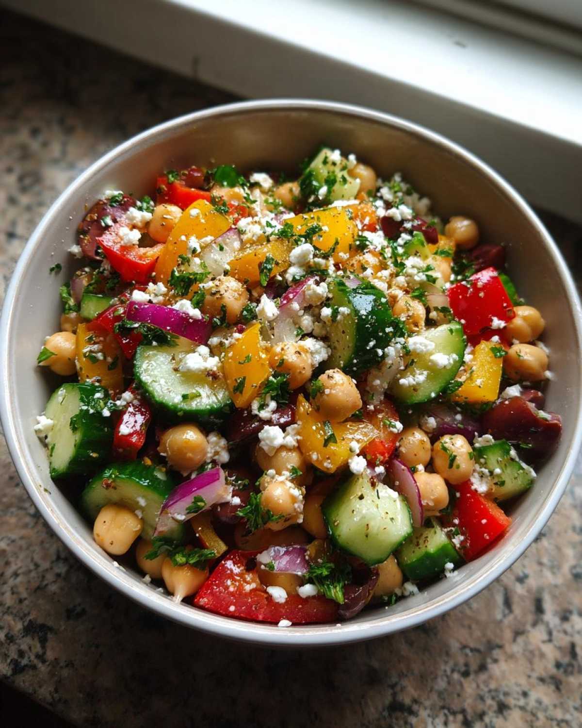 Mediterranean Chickpea Salad (No-Cook Dinner) - detail 3