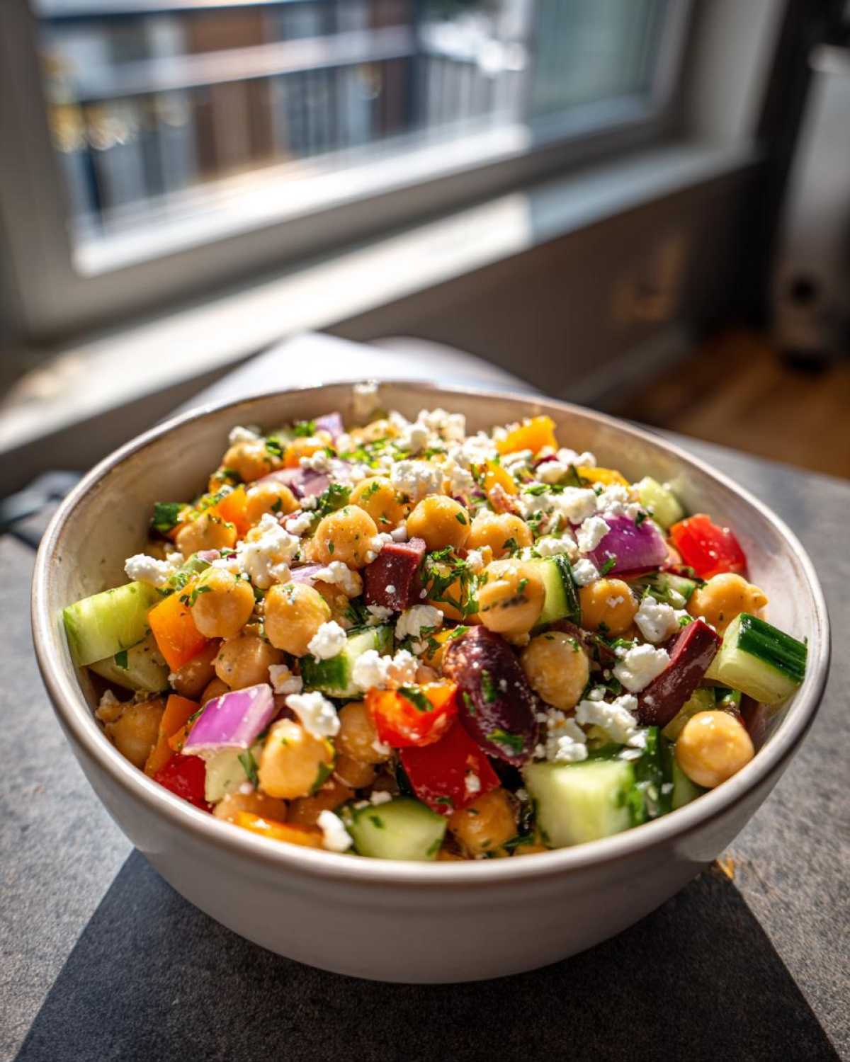 Mediterranean Chickpea Salad (No-Cook Dinner) - detail 4