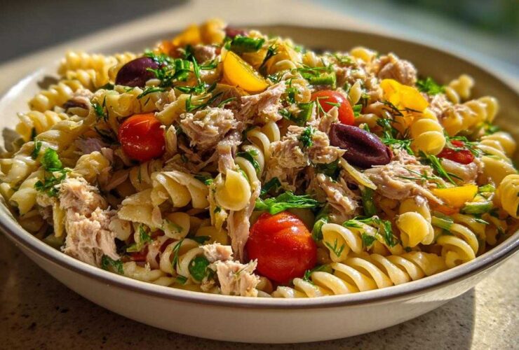 Mediterranean tuna pasta salad