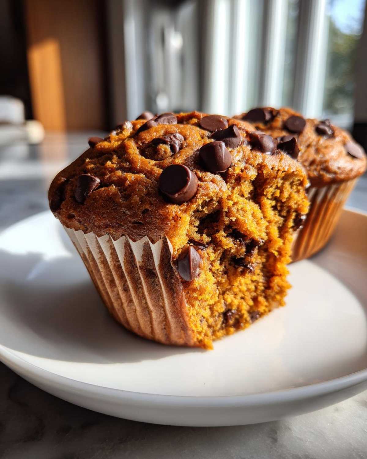 Pumpkin chocolate chip muffins - detail 1