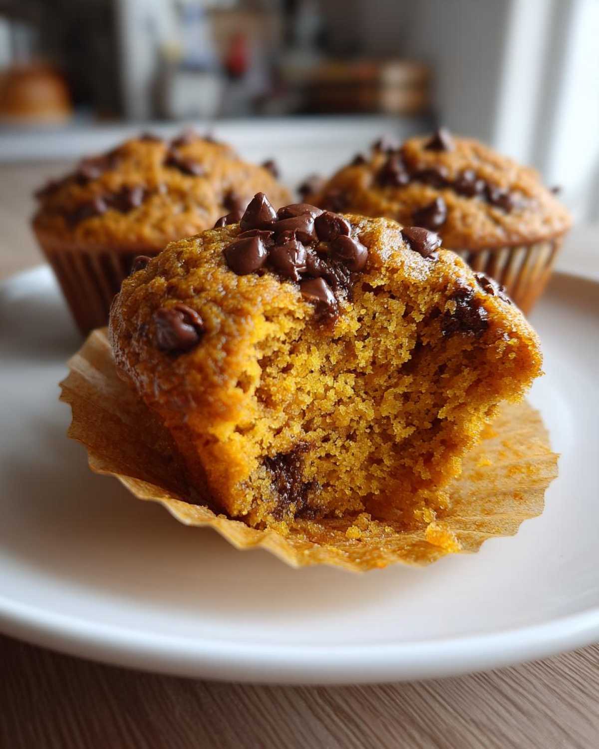 Pumpkin chocolate chip muffins - detail 2