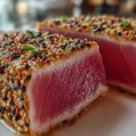Sesame-crusted tuna steak