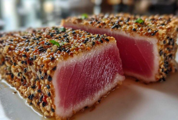 Sesame-crusted tuna steak