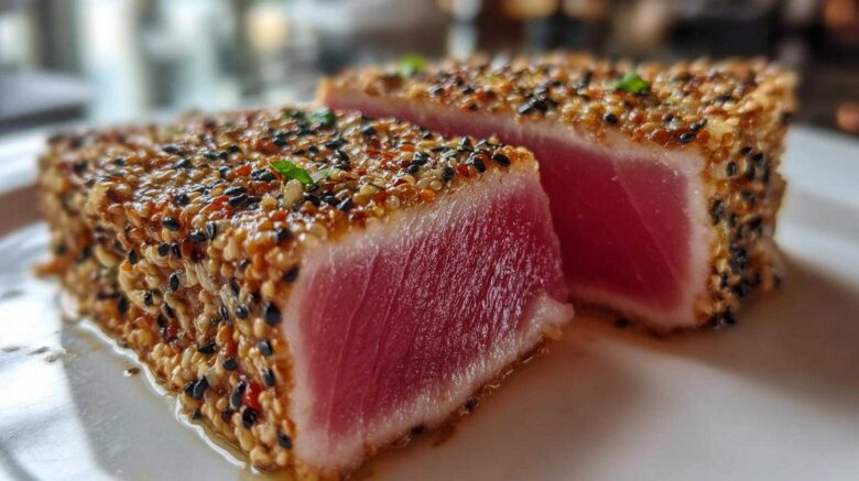 Sesame-crusted tuna steak