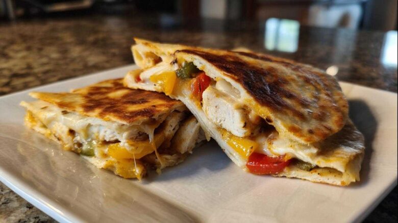 Sheet Pan Chicken Fajita Quesadillas