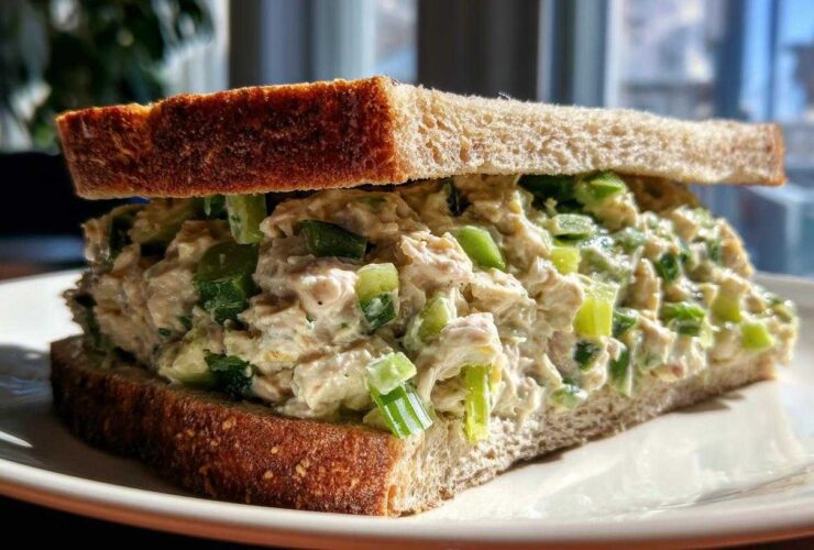 Tuna salad sandwich with celery
