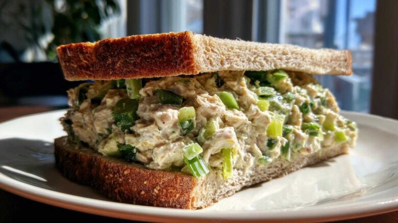 Tuna salad sandwich with celery