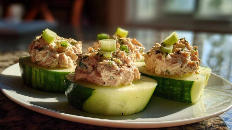 Tuna salad-stuffed cucumbers