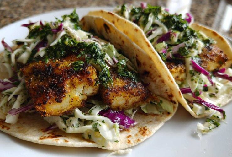 Fish Tacos with Cilantro Slaw