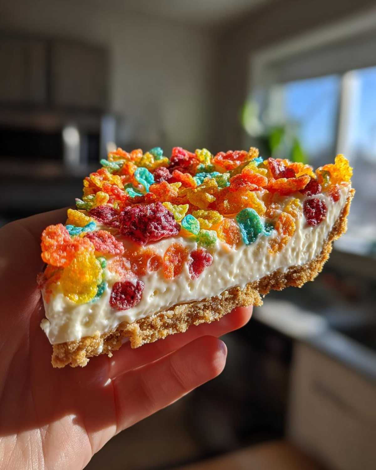Fruity Pebbles No-Bake Cheesecake - detail 2