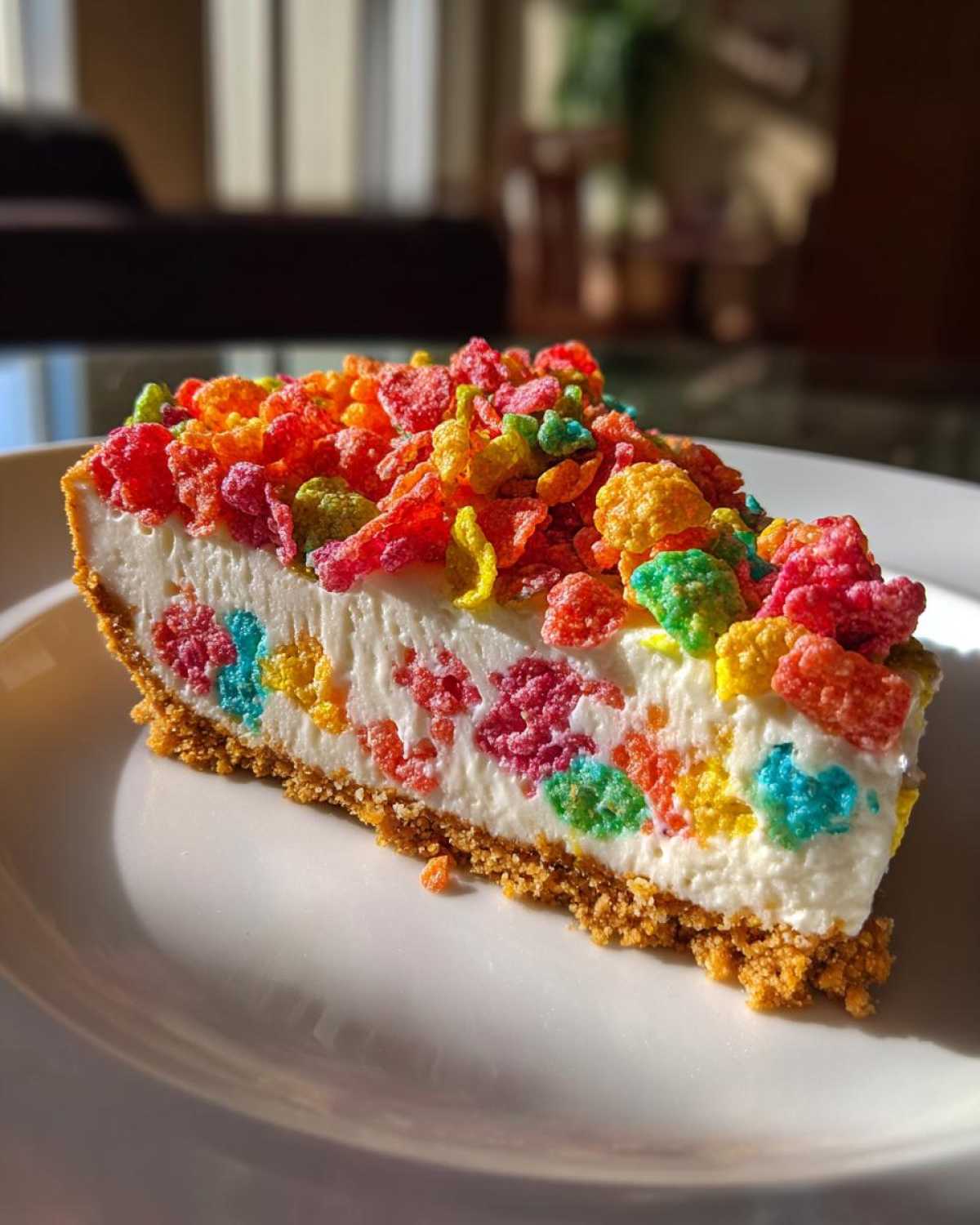 Fruity Pebbles No-Bake Cheesecake - detail 3