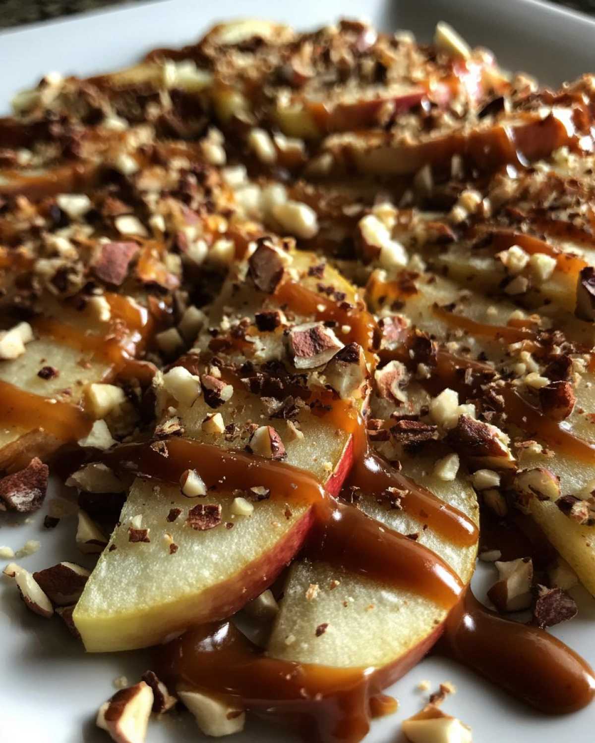 Apple Nachos with Caramel Drizzle and Nuts - detail 1