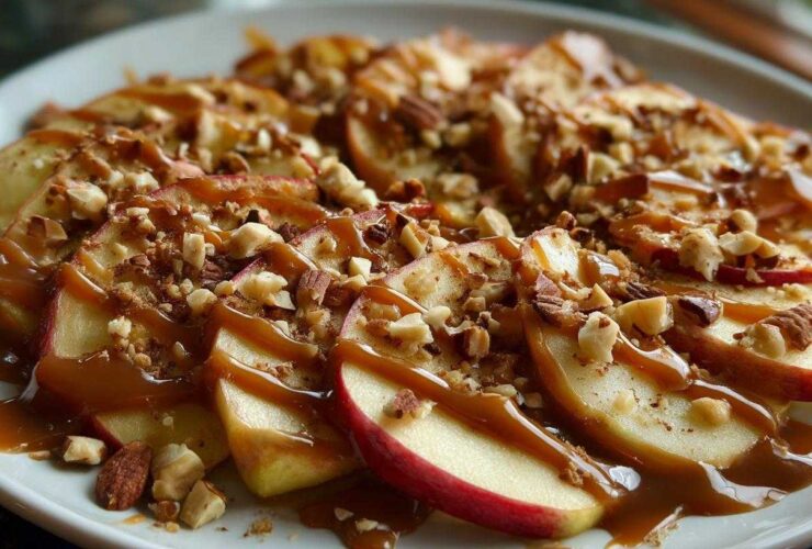 Apple Nachos with Caramel Drizzle and Nuts