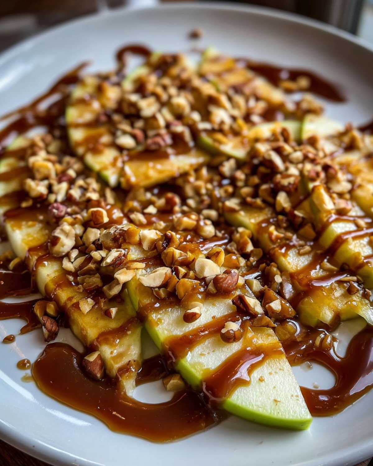 Apple Nachos with Caramel Drizzle and Nuts - detail 4