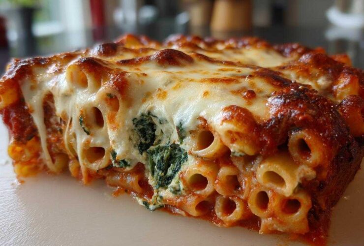 Baked Ziti with a Surprise Layer of Spinach