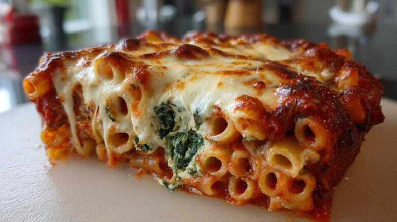 Baked Ziti with a Surprise Layer of Spinach