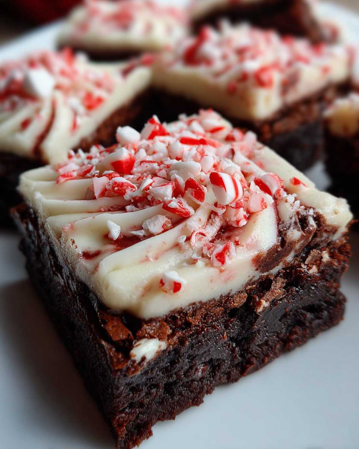 Candy Cane Brownies with Swirled Peppermint Frosting - detail 1