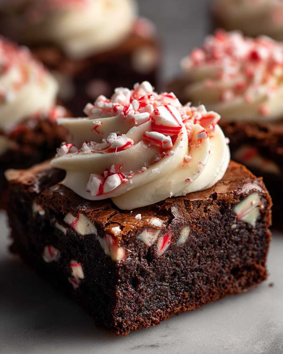 Candy Cane Brownies with Swirled Peppermint Frosting - detail 2