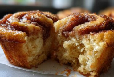 Cinnamon Roll Muffins with Gooey Centers