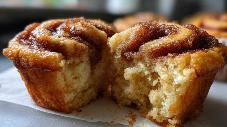 Cinnamon Roll Muffins with Gooey Centers