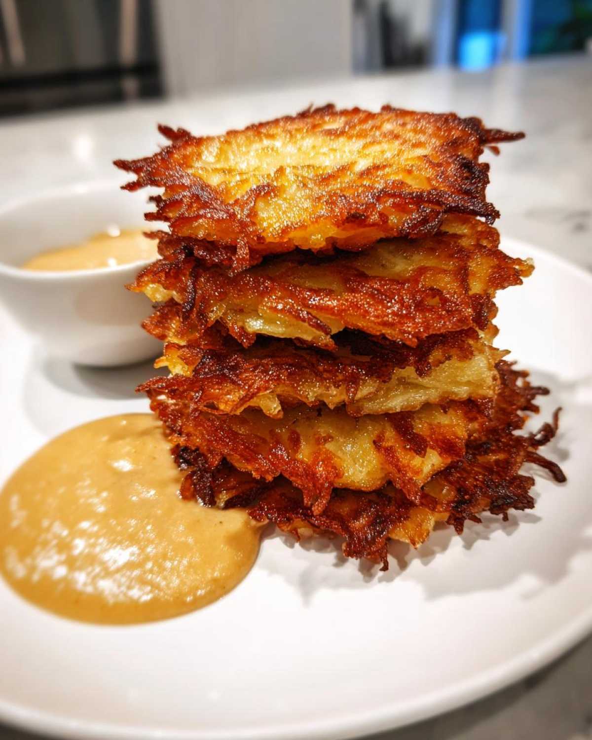 Crispy Potato Latkes with Applesauce Crema - detail 4