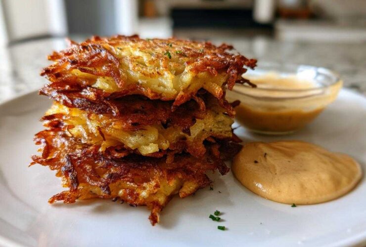Crispy Potato Latkes with Applesauce Crema