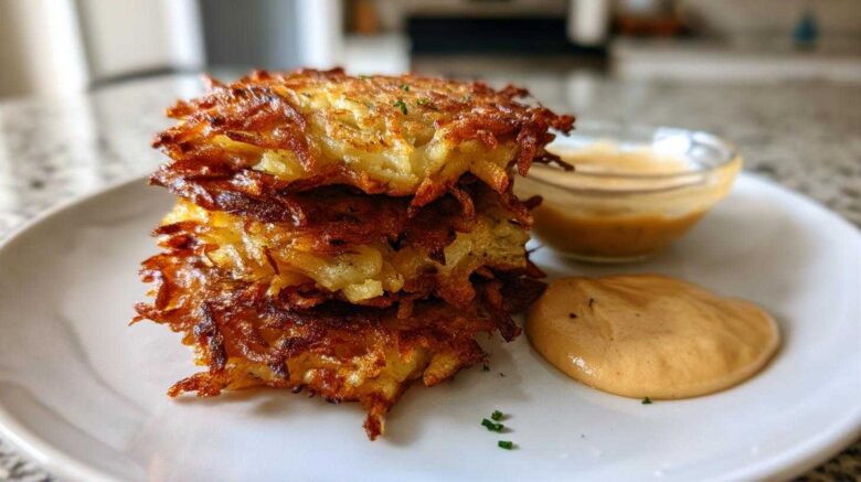 Crispy Potato Latkes with Applesauce Crema