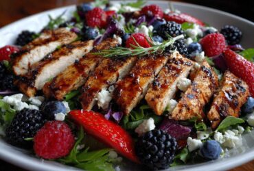 Grilled Chicken Salad with Berries and Feta