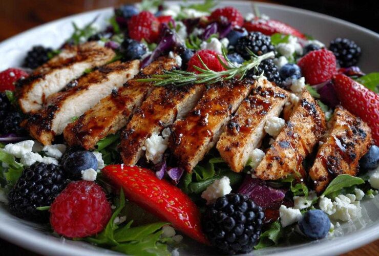 Grilled Chicken Salad with Berries and Feta
