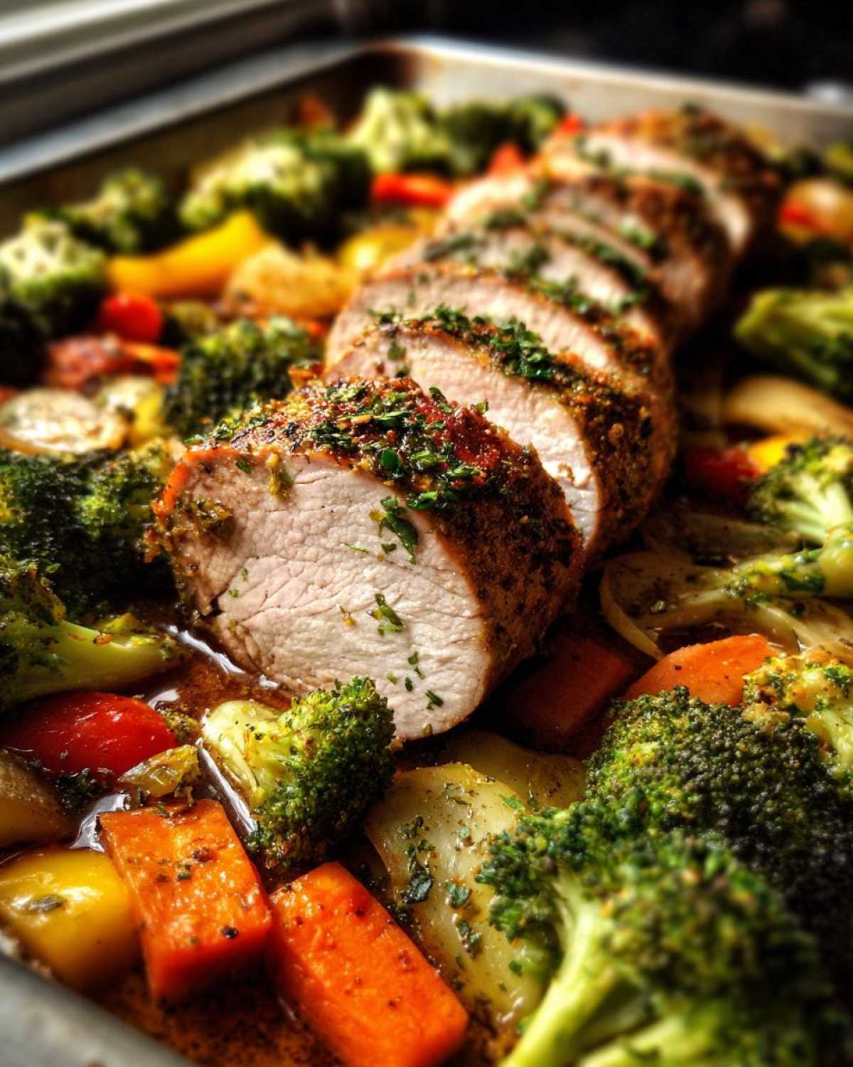 Herb-Crusted Sheet Pan Pork Tenderloin & Veggies - detail 1