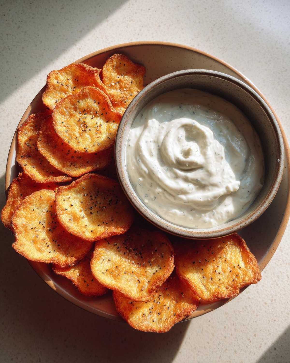 Homemade Everything Bagel Chips with Whipped Feta Dip - detail 1