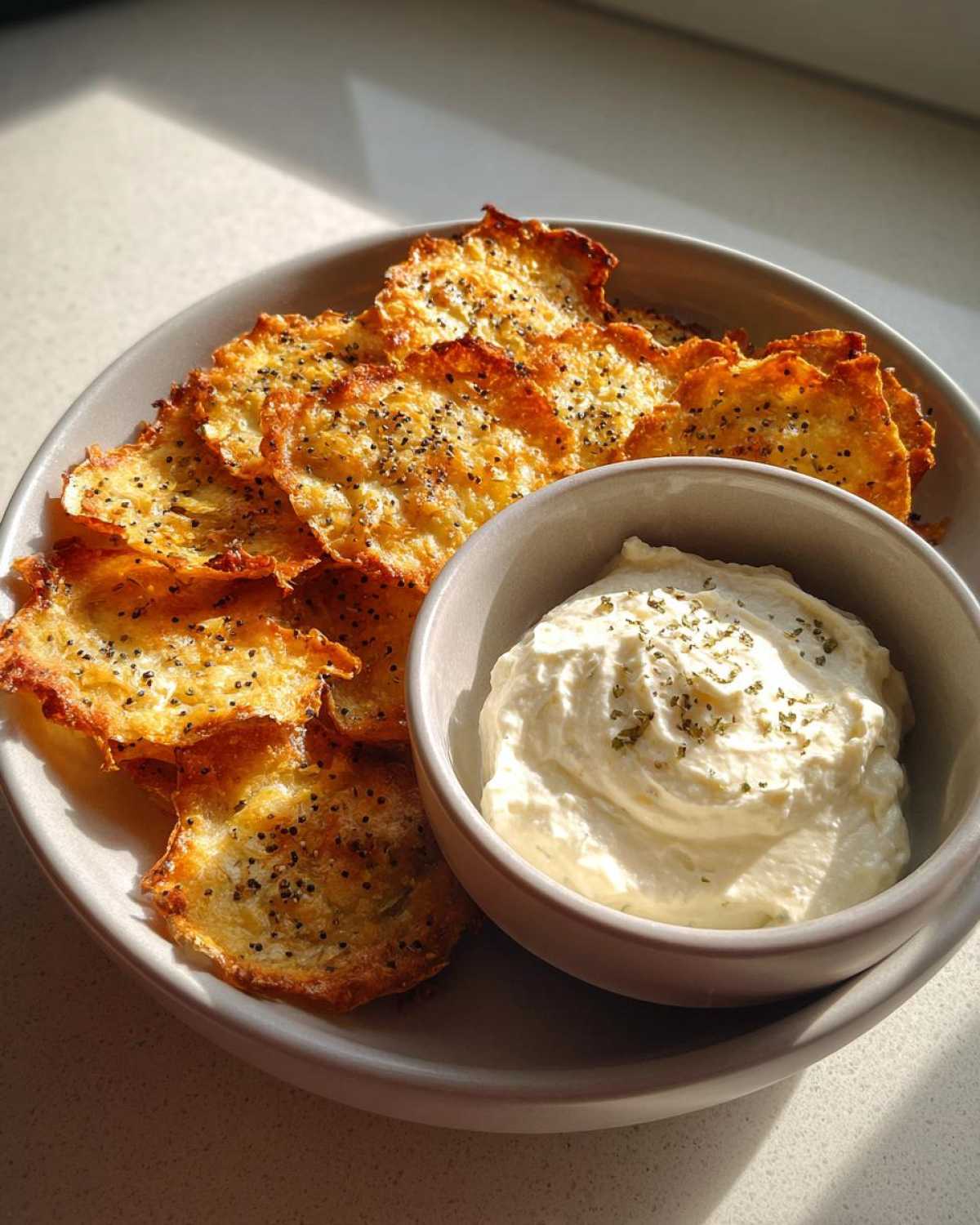 Homemade Everything Bagel Chips with Whipped Feta Dip - detail 3