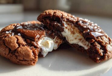 Hot Chocolate Cookies with Melty Marshmallow Centers