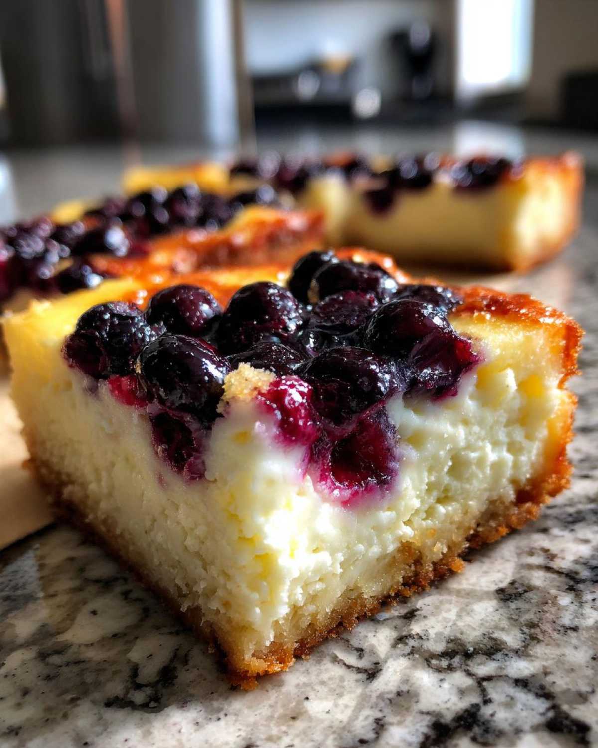 Lemon Blueberry Cheesecake Bars with Shortbread Crust - detail 2