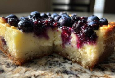 Lemon Blueberry Cheesecake Bars with Shortbread Crust