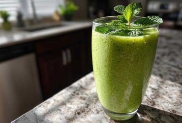 Mint Basil Green Smoothie (Morning Energy Booster)