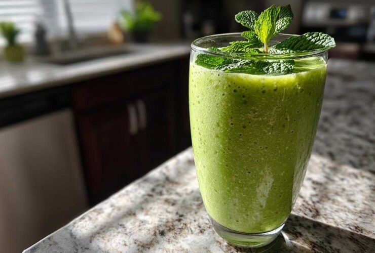 Mint Basil Green Smoothie (Morning Energy Booster)