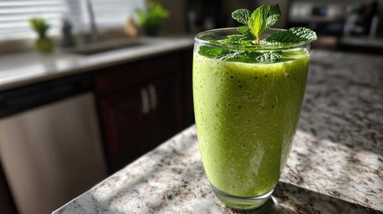 Mint Basil Green Smoothie (Morning Energy Booster)