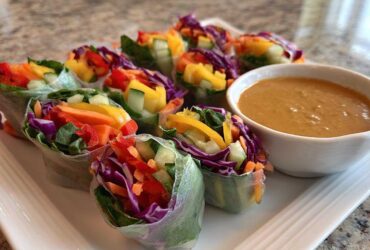 Rainbow Veggie Spring Rolls with Peanut Dipping Sauce