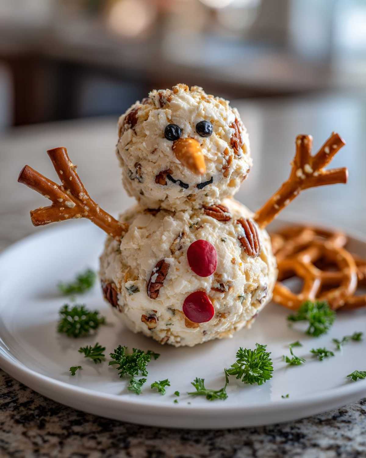 Snowman Cheese Ball (Adorable Holiday Appetizer) - detail 1