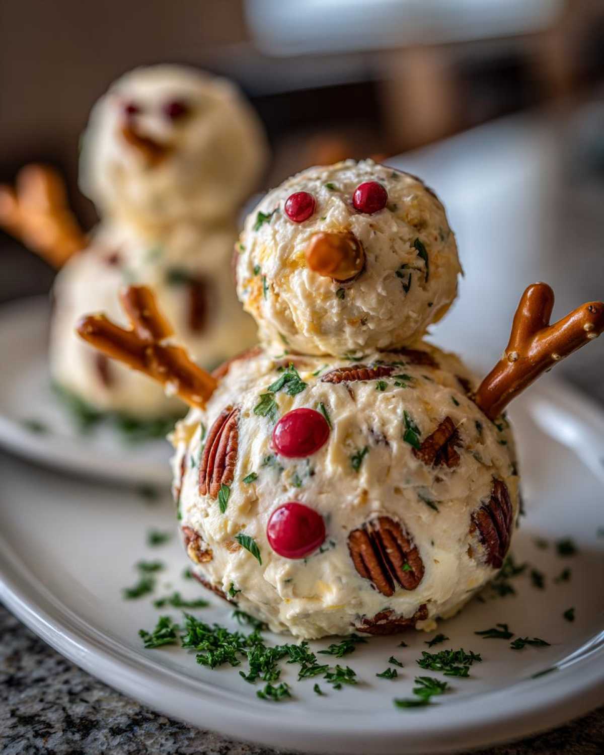 Snowman Cheese Ball (Adorable Holiday Appetizer) - detail 2