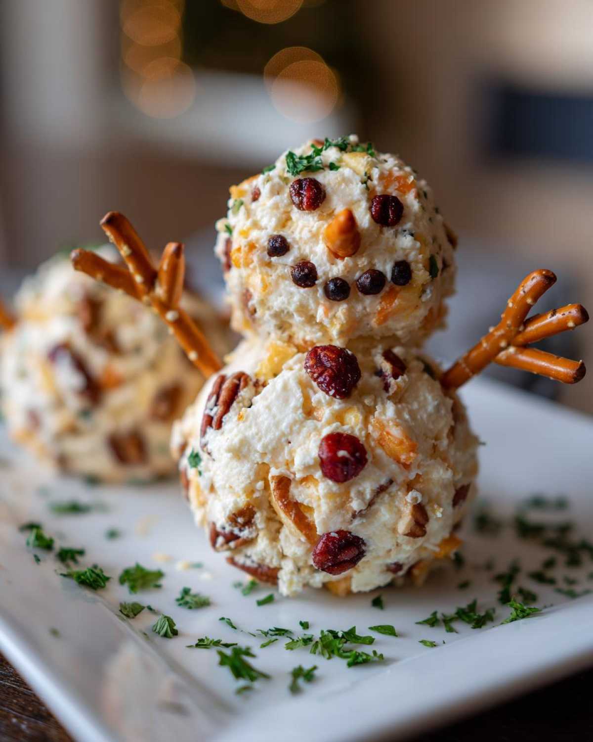 Snowman Cheese Ball (Adorable Holiday Appetizer) - detail 3