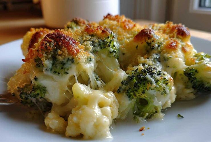 Cheesy Broccoli & Cauliflower Bake