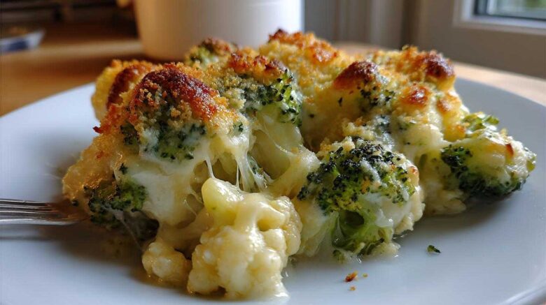 Cheesy Broccoli & Cauliflower Bake
