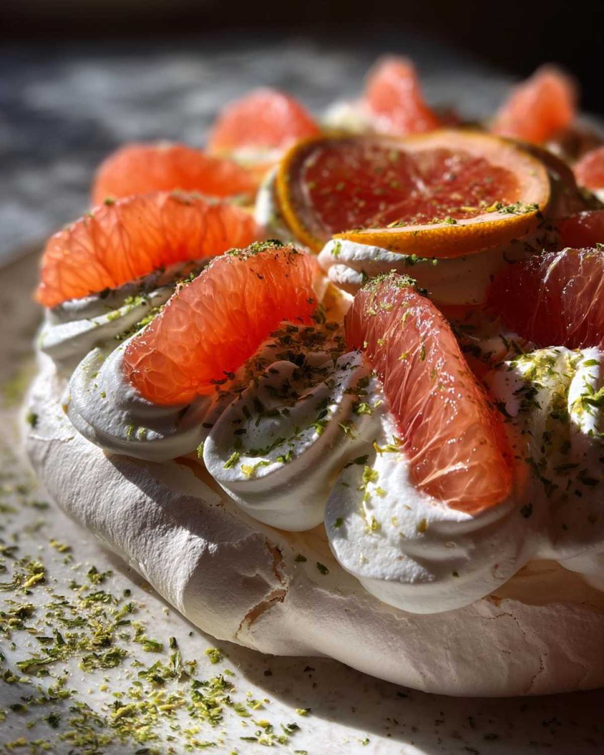Grapefruit Rosemary Pavlova - detail 2