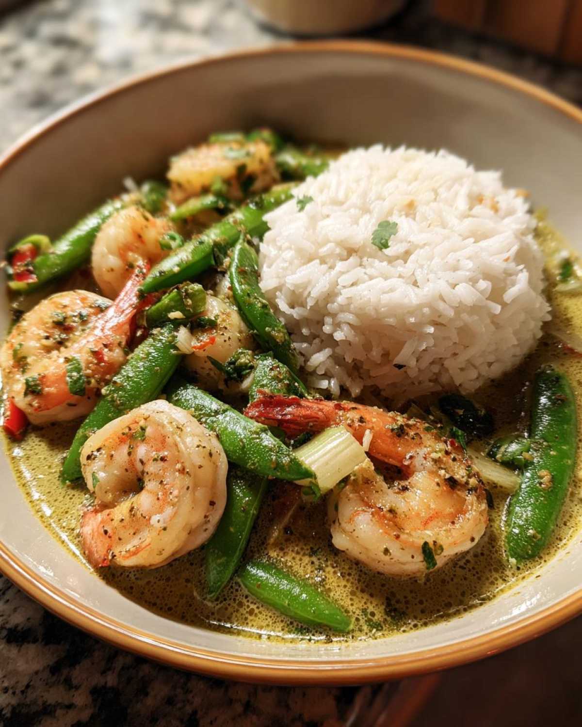Green Curry Shrimp & Rice - detail 1